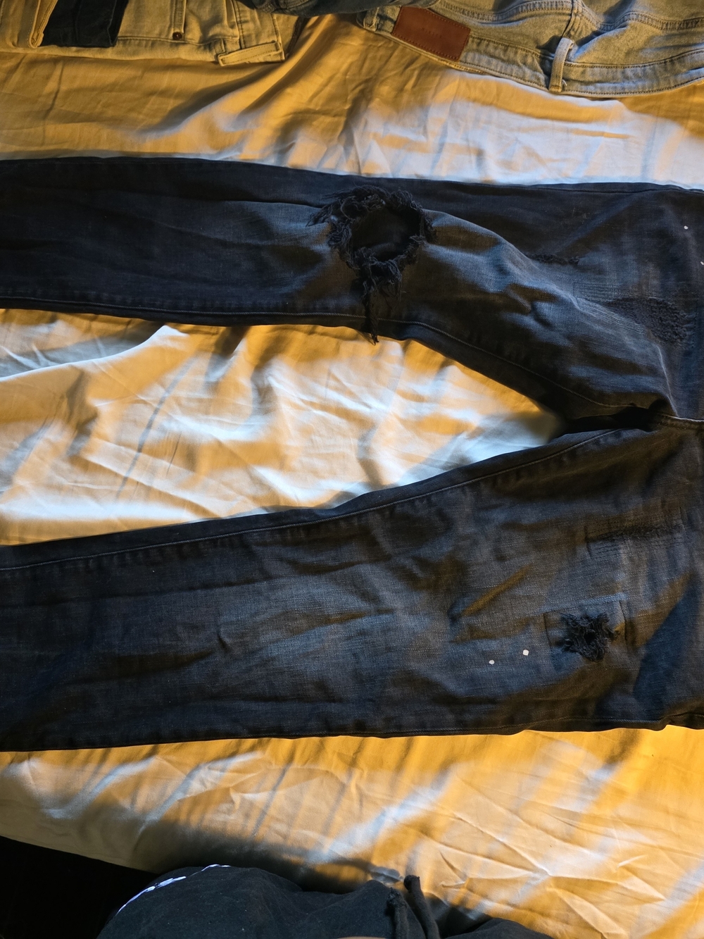 Men’s Black Ripped Skinny Jeans - Stretch Slim Fit